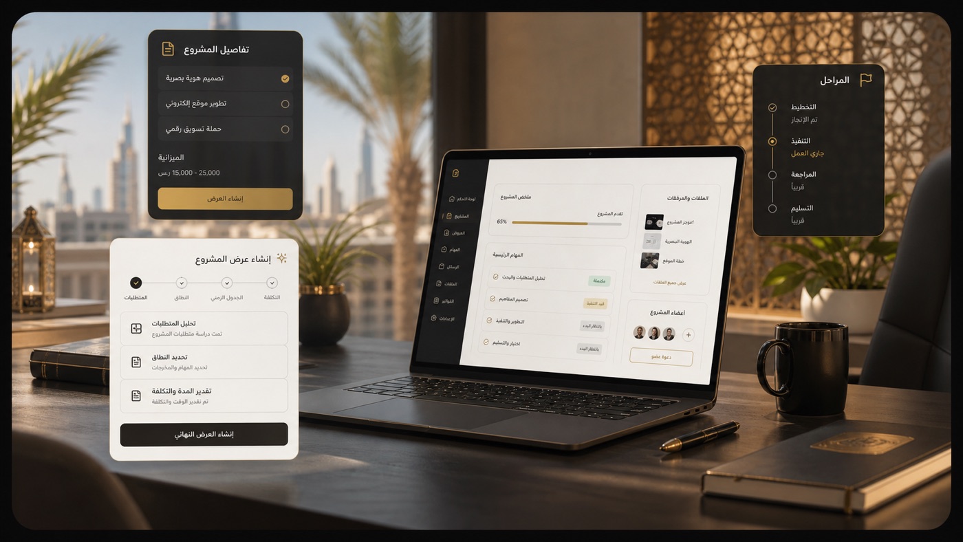 واجهة تعاقد لإنشاء عرض مشروع ذكي