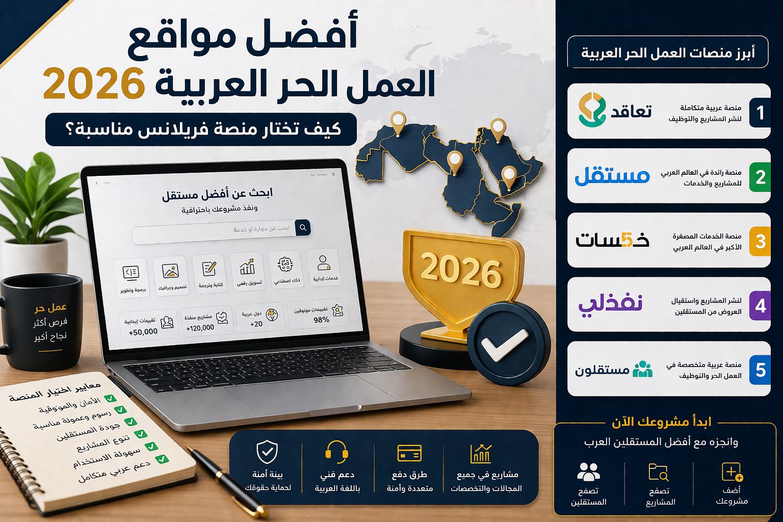 أفضل مواقع العمل الحر العربية 2026: كيف تختار منصة فريلانس مناسبة؟