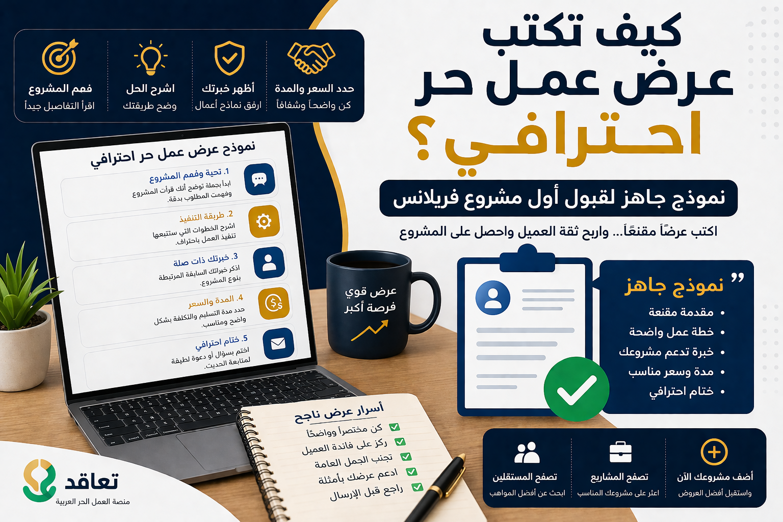 كيف تكتب عرض عمل حر احترافي؟ نموذج جاهز لقبول أول مشروع فريلانس
