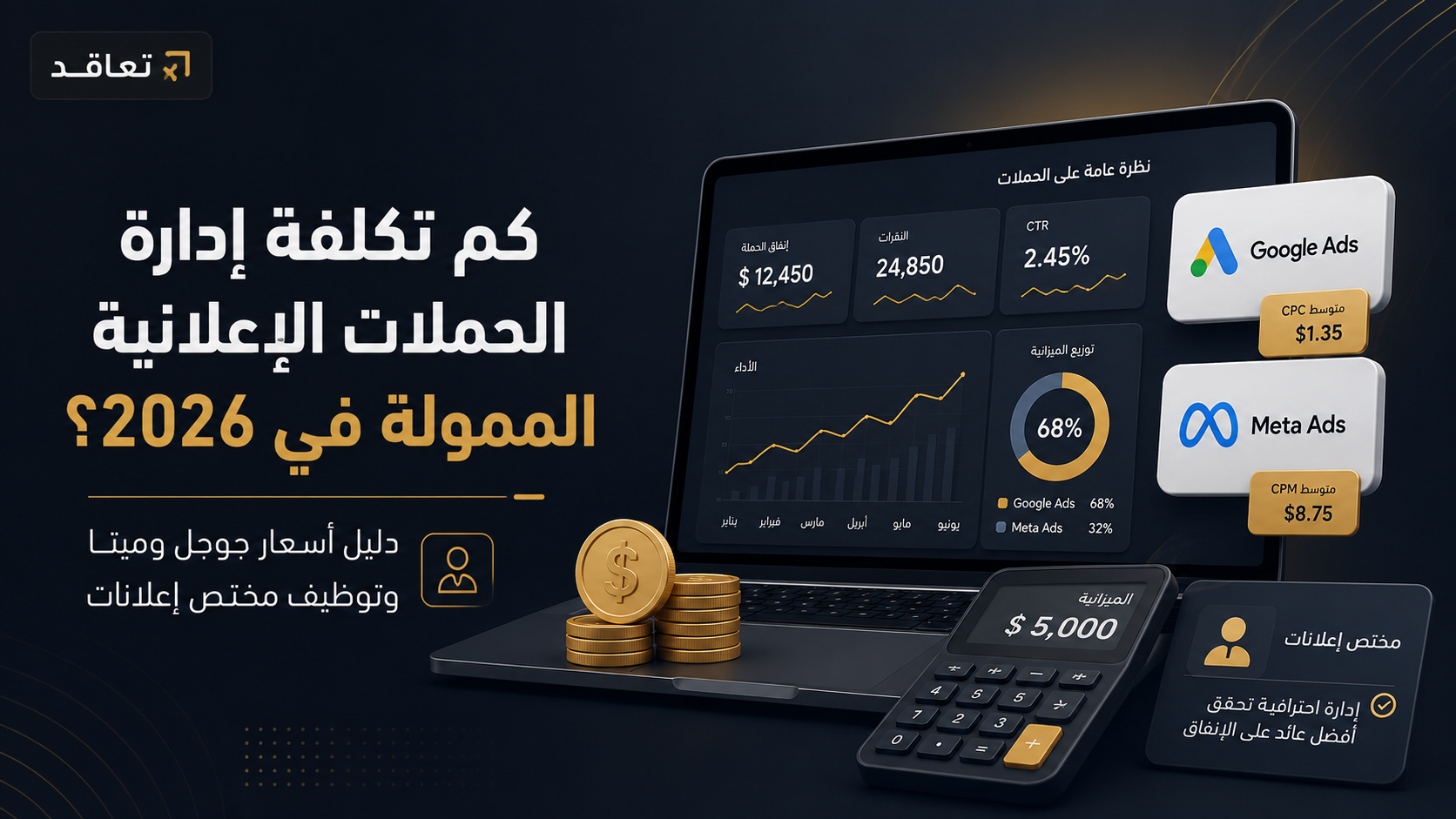 كم تكلفة إدارة الحملات الإعلانية الممولة في 2026؟ دليل أسعار جوجل وميتا وتوظيف مختص إعلانات