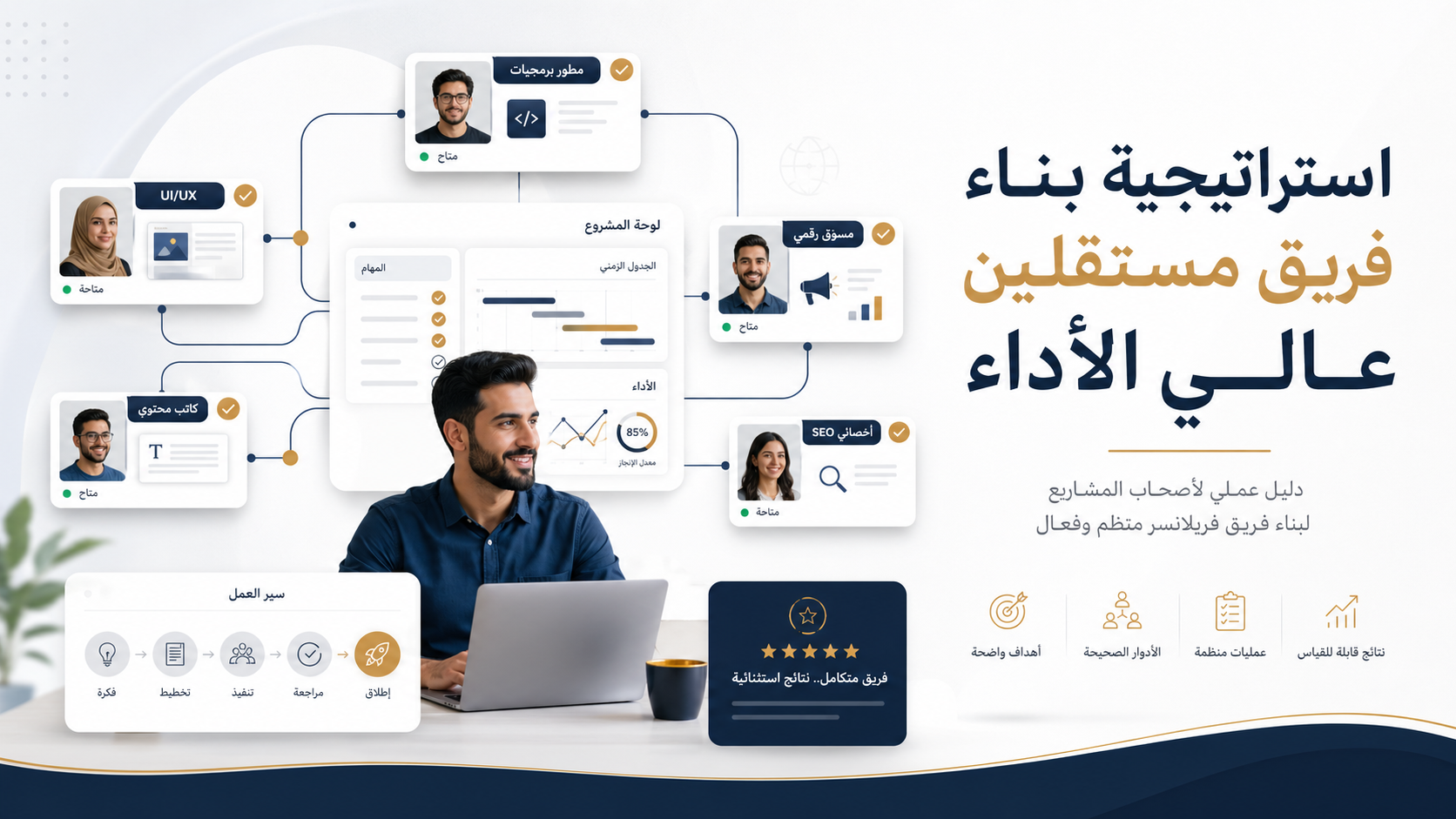 كيف تبني فريق مستقلين عالي الأداء؟ استراتيجية عملية لأصحاب المشاريع