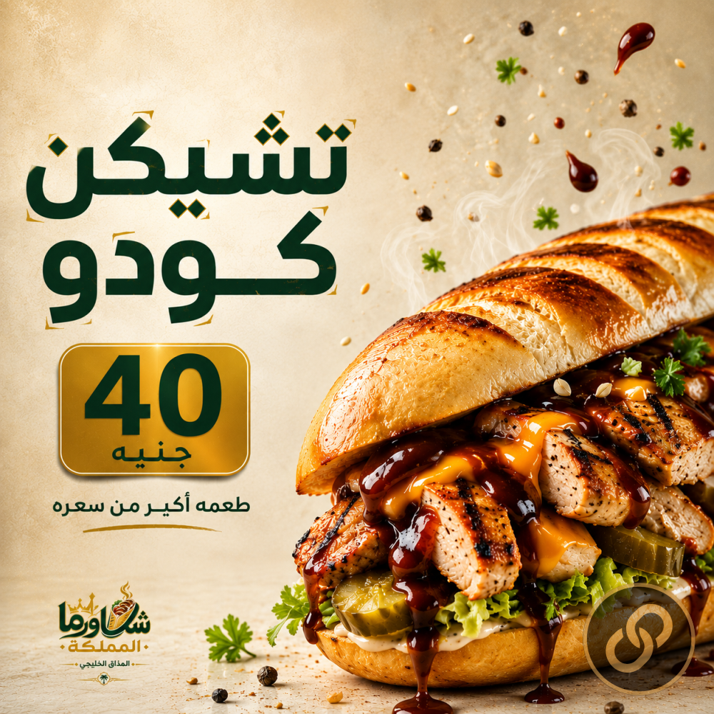هوية بصرية وإعلان ترويجي لمطعم شاورما المملكة