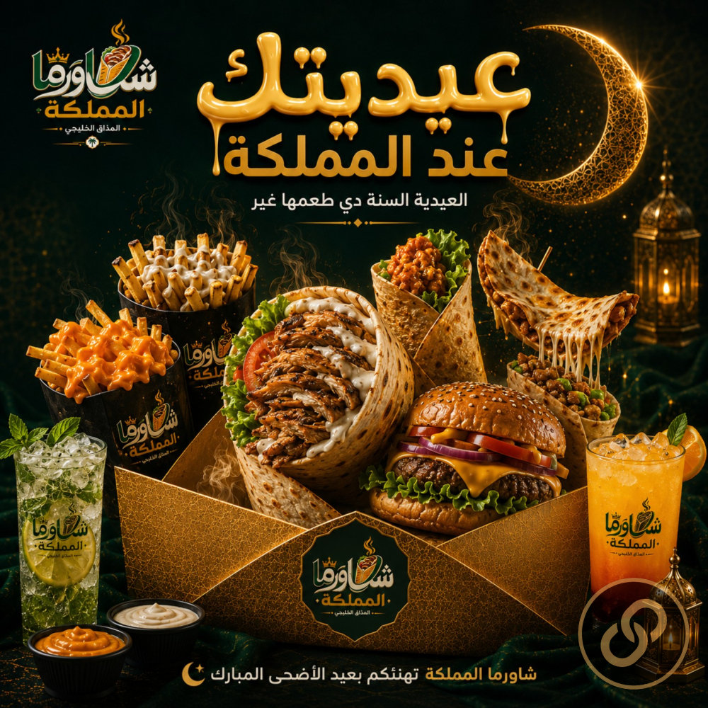 هوية بصرية وإعلان ترويجي لمطعم شاورما المملكة