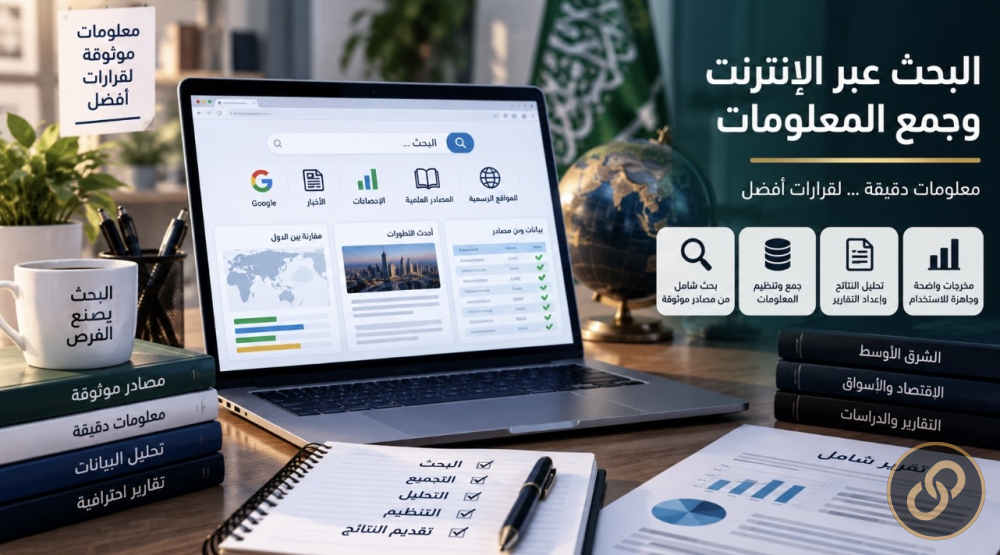 البحث عبر الإنترنت وجمع وتنظيم المعلومات